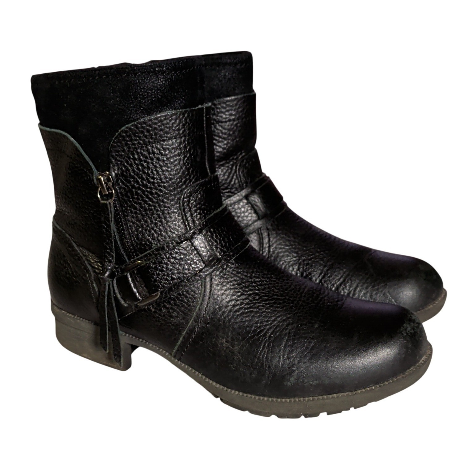 Clarks Riddle Avant Boots Womens Size 8.5m Biker Black Side Zip Ankle 26067221